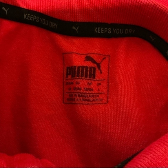 Mens used size L large red Puma polo shirt cotton logo Pre own items are as - Picture 2 of 3